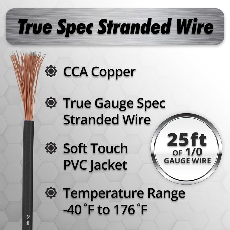 InstallGear 1/0 Gauge Wire (25ft) - Copper Clad Aluminum CAA Automotive Wire, Car Amplifier Power & Ground, Battery, Car Audio Speaker, RV Trailer Welding Cable - Image 2